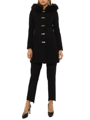 پالتو ترک کلاه خزدار مشکی کد 3975122