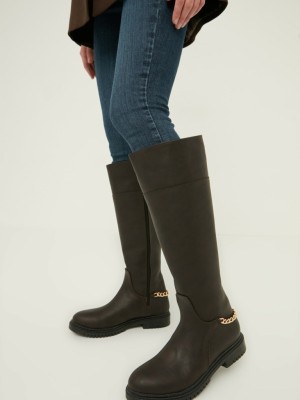 چکمه قهوه ای زنجیردار ترک کد 3990607