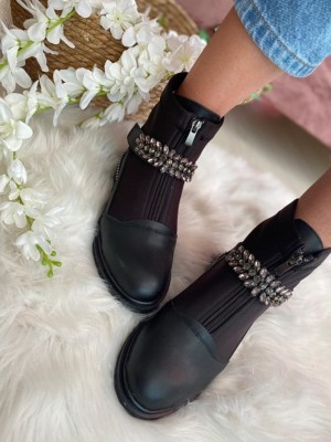 نیم بوت جلو نگین مشکی ترک کد 3995213