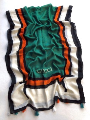 شال بهاره سبز کرم نارنجی کد 4022468