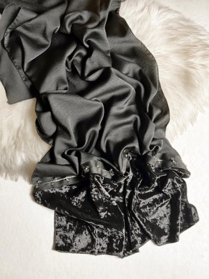 شال بهاره نخی حاشیه مخمل و پرسینگ کد 4029299