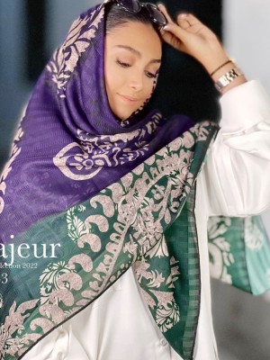 روسری نخی بهاره مدل ترمه و ترنج کد 4038868