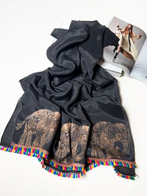 شال نخی اسپرت طرح فیل مشکی کد 4040331