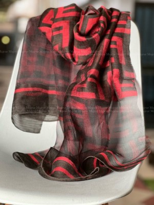 شال ویسکوز نخ کشمیر قرمز مدل فندی کد 4052170