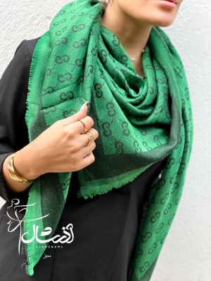 روسری پاییزه کشمیر ژاکارد طرح گوچی سبز