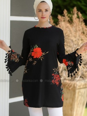 تونیک گلدار با آستین والان دار