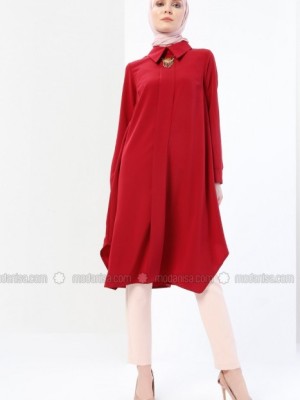 تونیک گردنبندی قرمز