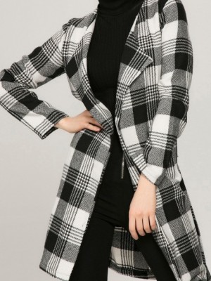 بارانی چهارخانه مشکی سفید