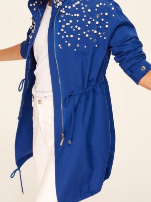 بارانی سرمه ای مرواریدی