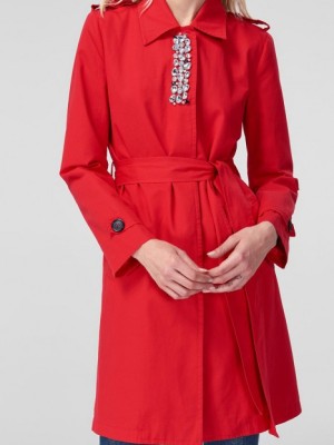 بارانی قرمز نگین دار