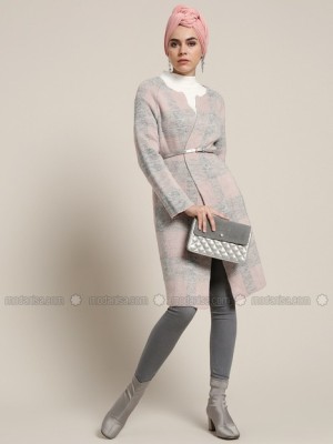 مانتو کتی طوسی صورتی