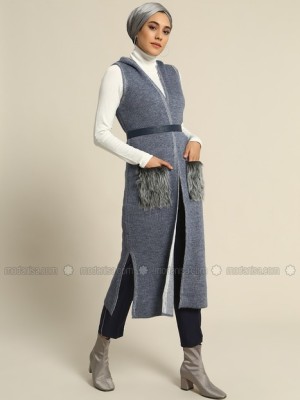 مانتو طوسی پاییزه خزدار