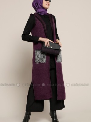 مانتو خزدار بنفش