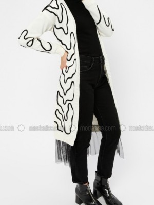 مانتو کتی مشکی سفید راه راه