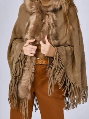 پانچو قهوه ای خزدار