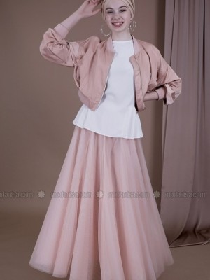 دامن توری صورتی