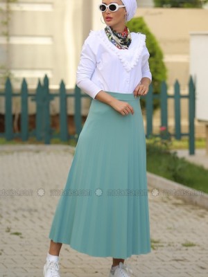 دامن پلیسه سیز آبی