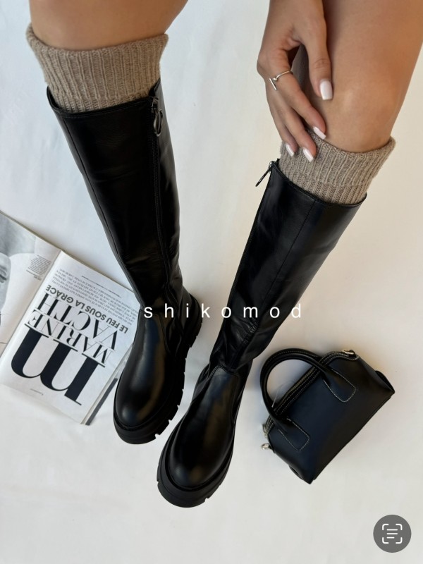 بوت بلند چرمی پشت استرج 382