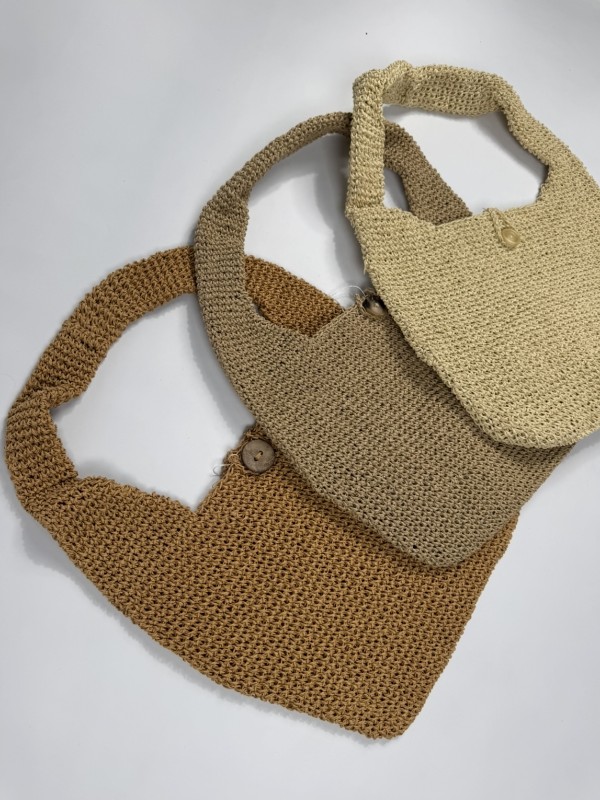 کیف رافیا دکمه دار صدفی 3333