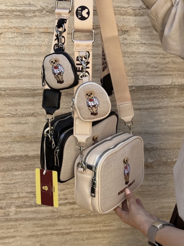 کیف دو زیپ  خرسی 3582