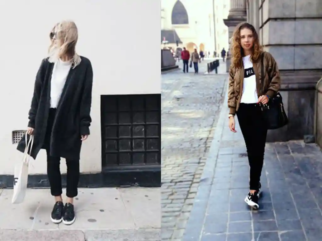 با کفش اسپرت مشکی چه شلواری بپوشیم؟ شلوار جین مشکی