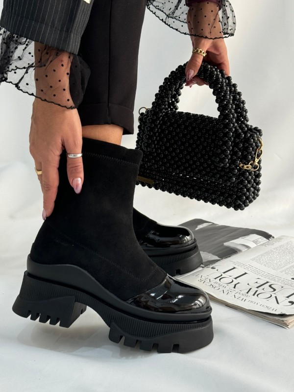 نیم بوت پشت زیپ ترکیبی1946