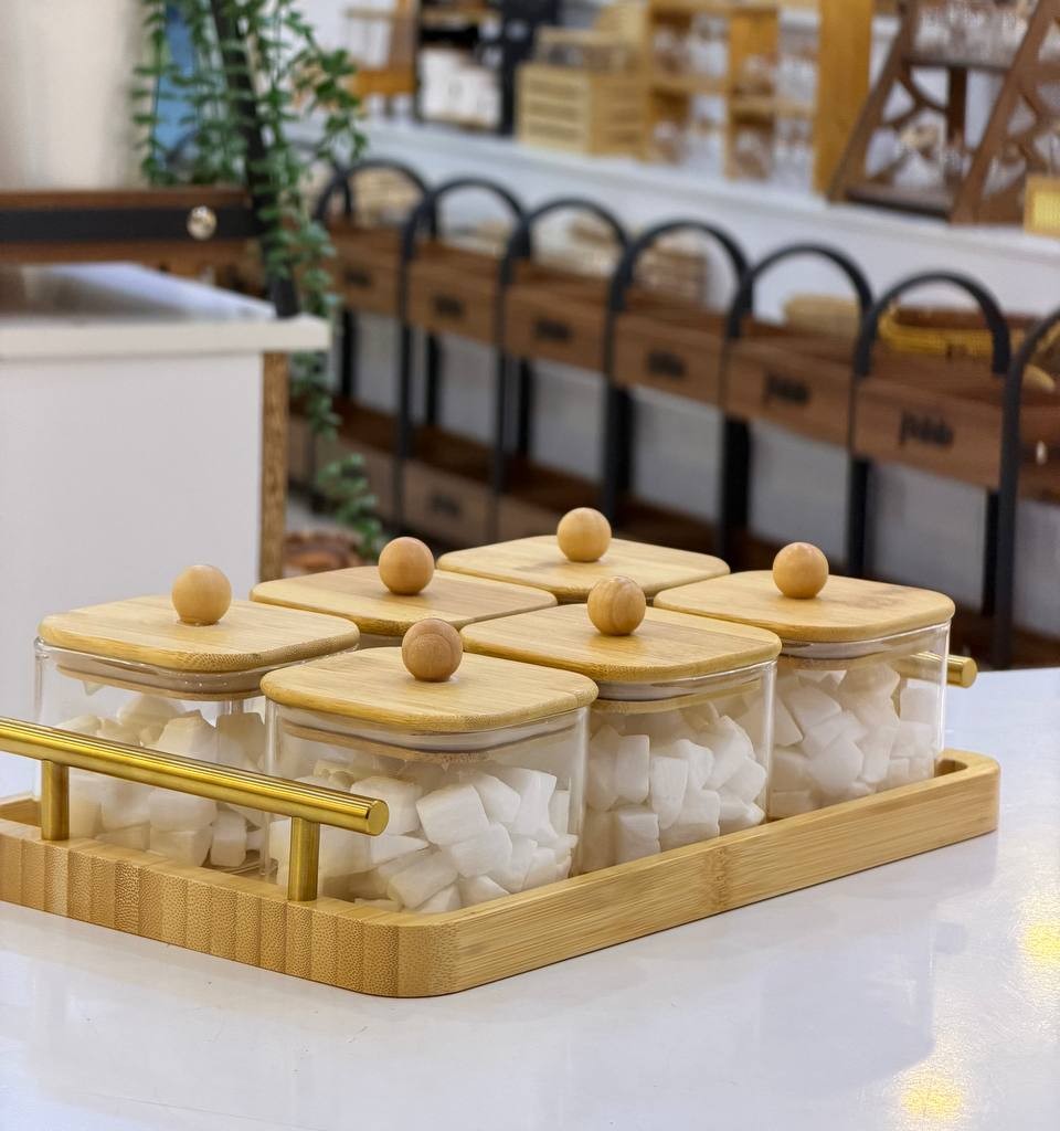 قندان مربعی پیرکس درب بامبو