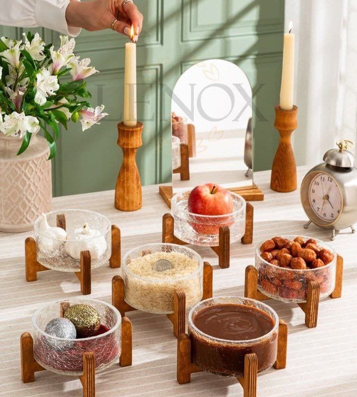 هفت سین ٩ پارچه شیشه و چوب