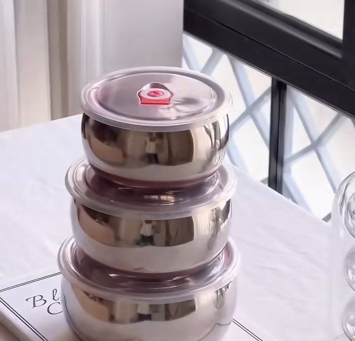 کاسه درب دار 3 تیکه استیل