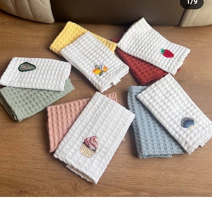 دستمال اشپزخانه دوعددی وافلی ساده