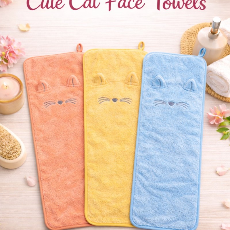 پک سه عددی دستمال حوله ای طرح گربه