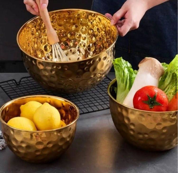 کاسه استیل چکشی طلایی