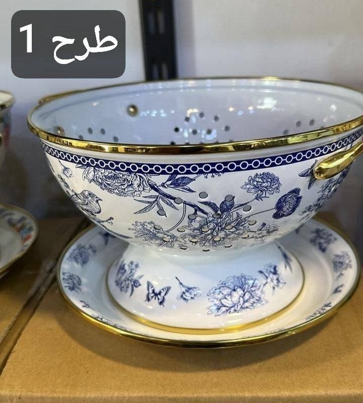 ست آبکش و سینی لعابی