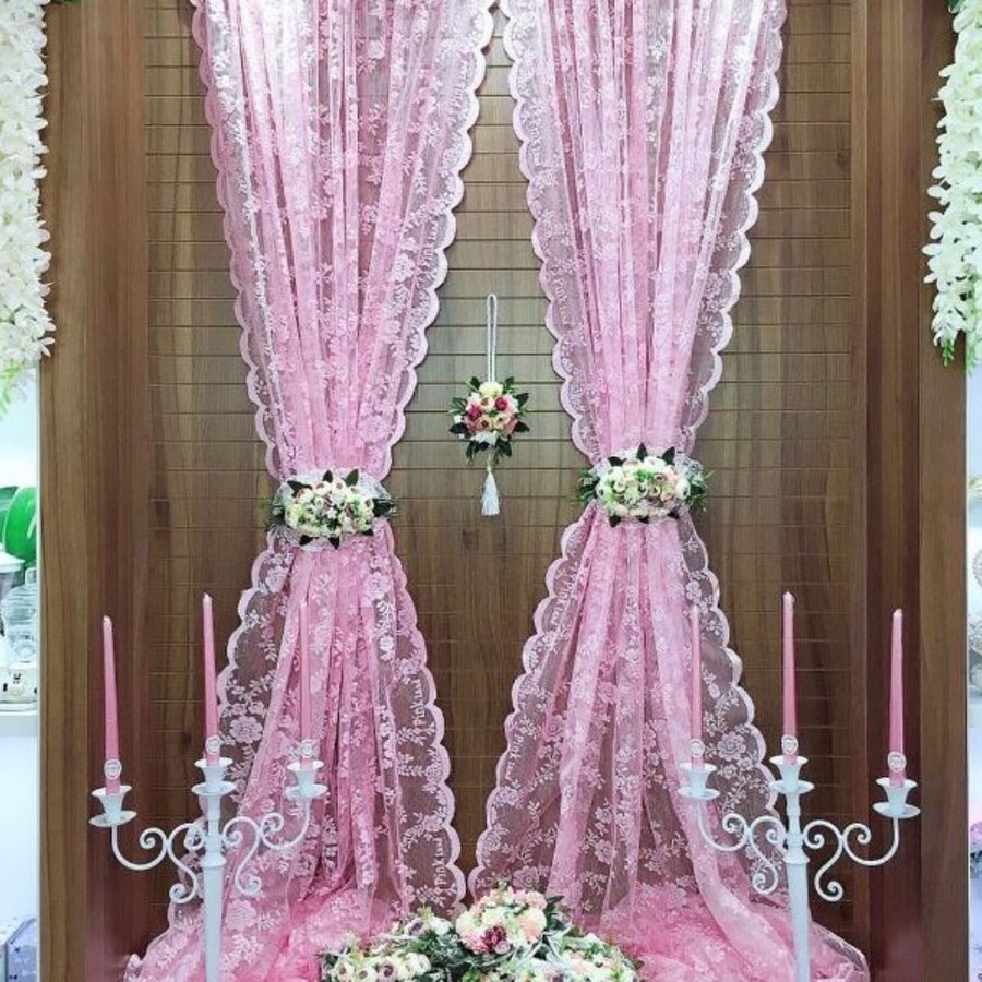 پرده توری صورتی