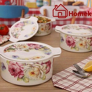 قابلمه سه تایی درب دار گل درشت