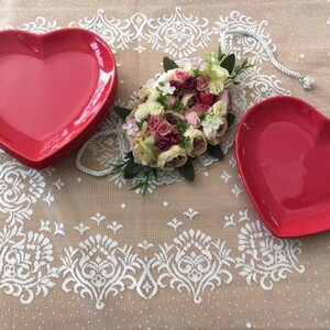 ست پیش دستی سرامیک قلب قرمز