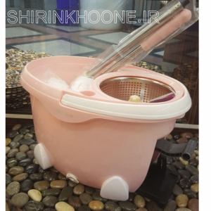 سطل و زمین شوی چرخشی پدال دار فول همارا صورتی پاستیلی