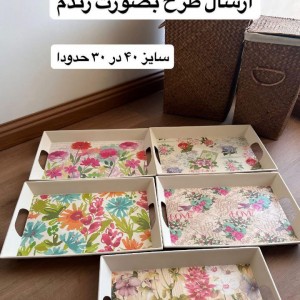 سینی بامبو مستطیل بزرگ دسته دار 40*30
