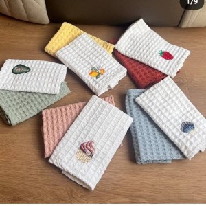 دستمال اشپزخانه دوعددی وافلی ساده