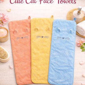 پک سه عددی دستمال حوله ای طرح گربه