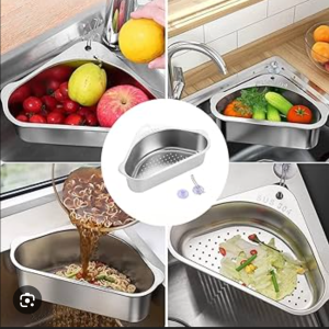 تفاله گیر و میوه شور استیل مثلثی گوشه سینک