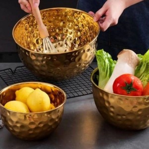 کاسه استیل چکشی طلایی