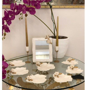 مجموعه ظروف هفت سین سرامیکی طرح برگ و گل