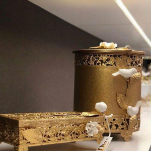 سطل و جادستمال پذیرایی طلایی جوجه دار