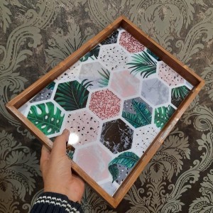 سینی طرحدا چوبی مدل 1