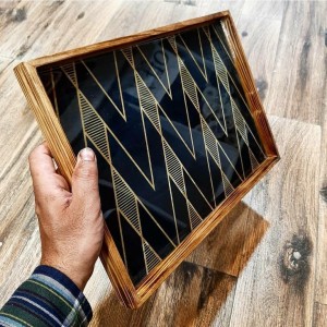 سینی طرحدار چوبی مدل 5