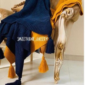 شال مبل سرمه ای طرح گندم