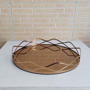 سینی کف آینه دایره طرح موج
