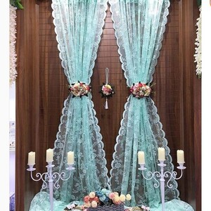 پرده توری سبز آبی