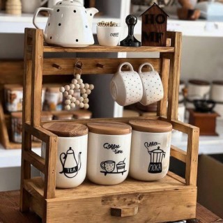 استند چوبی دو طبقه کشودار